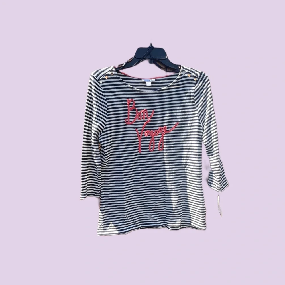 Retro Charter Club Striped Bon Voyage Petite Top NWT NEW Deadstock Nautical